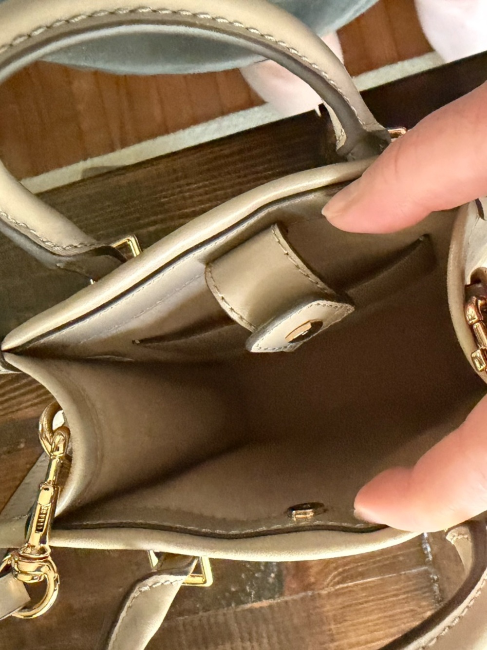 Tory Burch T Monogram Leather Mini Tote in Fresh Clay - Picture 2 of 6